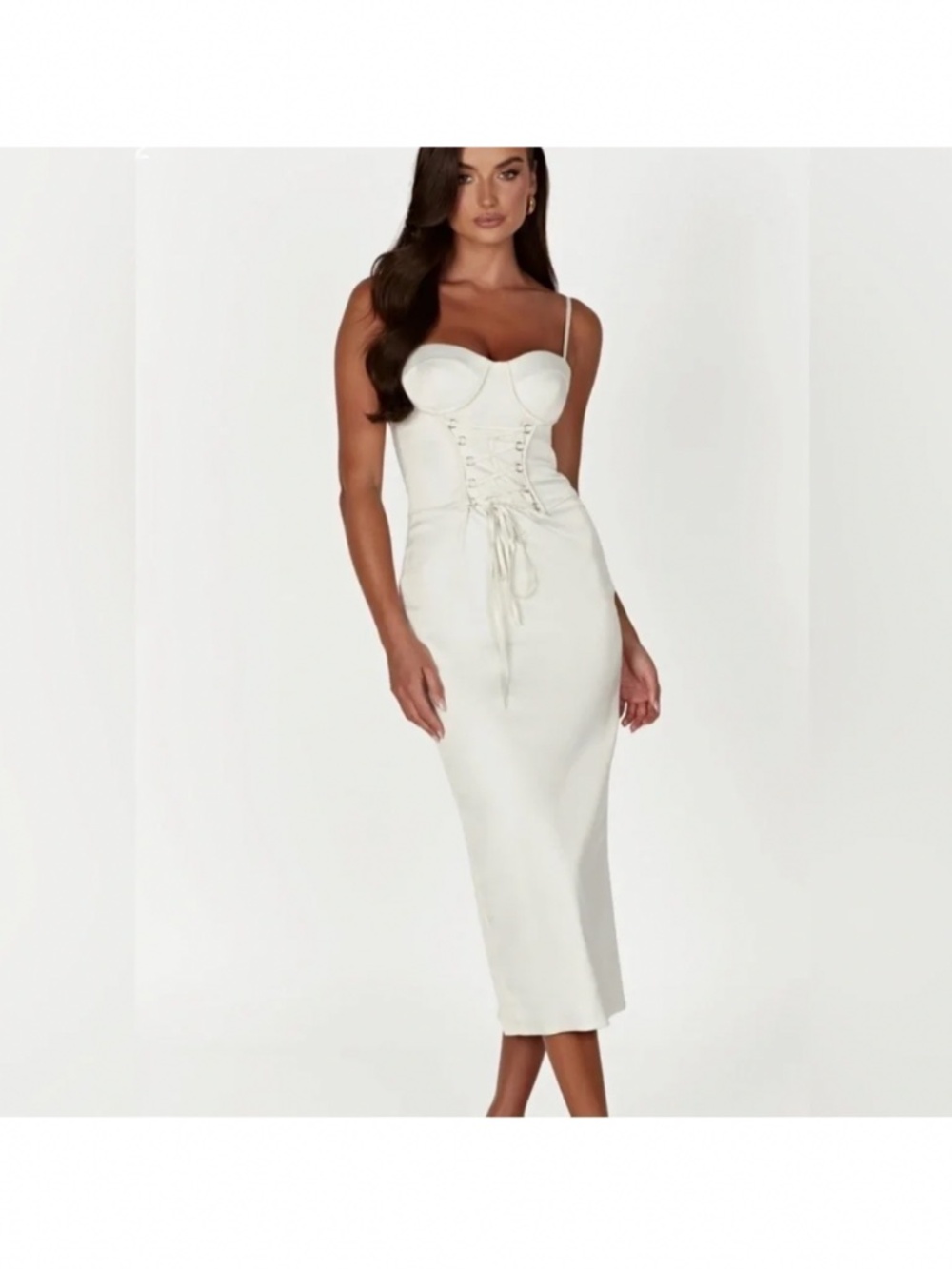 Like New Meshki Ivory Camelia Corset Midi Dress XS